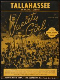 1e909 VARIETY GIRL sheet music '47 all-star cast, Bing Crosby, Bob Hope, Gary Cooper, Tallahassee!
