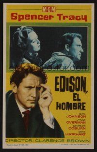 1e316 EDISON THE MAN Spanish herald R61 great image of Spencer Tracy as Thomas the inventor!