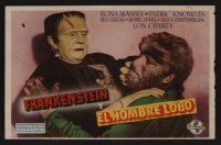 1e322 FRANKENSTEIN MEETS THE WOLF MAN Spanish herald '43 best c/u of Bela Lugosi & Lon Chaney Jr.!