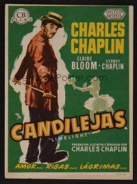 1e354 LIMELIGHT Spanish herald '52 completely different MCP art of Charlie Chaplin!
