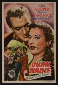 1e358 MEET JOHN DOE Spanish herald '41 Gary Cooper & Barbara Stanwyck, directed by Frank Capra!