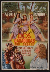 1e370 PARDON MY SARONG Spanish herald '42 great different image of Abbott & Costello w/sexy girls!