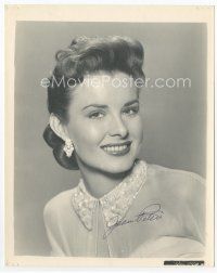 1e231 JEAN PETERS signed deluxe 8x10 still '56 close up smiling portrait with diamond earrings!