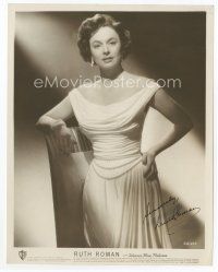 1e270 RUTH ROMAN signed 8x10 still '50s full-length portrait wearing pretty white dress & pearls!