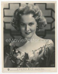 1e284 VIRGINIA MAYO signed 8x10 still '50s head & shoulders portrait of the pretty actress!