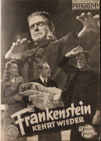 1e484 GHOST OF FRANKENSTEIN Austrian program '50 Lon Chaney Jr, great different monster images!