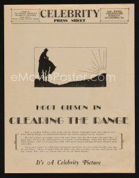 1f236 CLEARING THE RANGE Australian pressbook '31 Hoot Gibson in western cowboy action!