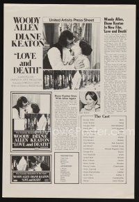 1f234 LOVE & DEATH Australian press sheet '75 director & star Woody Allen w/Diane Keaton!
