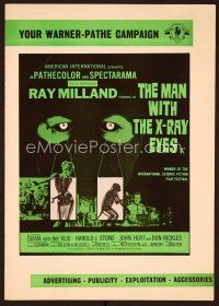 1f316 X: THE MAN WITH THE X-RAY EYES English pressbook '63 Ray Milland strips souls & bodies!