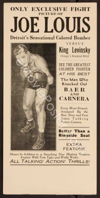 1f079 JOE LOUIS VS KING LEVINSKY herald '35 boxing, cool artwork of Joe!