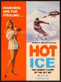 1f476 HOT ICE pressbook '78 Stephen C. Apostolof, art of sexy near-naked girl & skiiers!