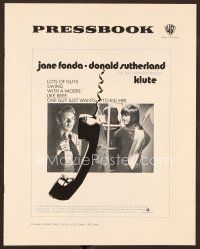 1f488 KLUTE pressbook '71 Donald Sutherland helps intended murder victim & call girl Jane Fonda!