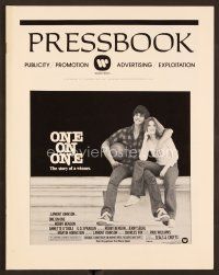 1f547 ONE ON ONE pressbook '77 great image of Robby Benson holding basketball & Annette O'Toole!