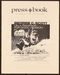 1f571 RAGE pressbook '72 wild Akimoto artwork of George C. Scott on a rampage for good reason!