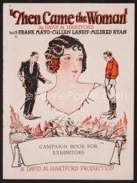 1f627 THEN CAME THE WOMAN pressbook '26 art of Mildred Ryan between Frank Mayo & Cullen Landis!