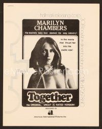 1f634 TOGETHER X-rated pressbook '72 sexy Marilyn Chambers in a different kind of love story!