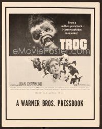 1f641 TROG pressbook '70 Joan Crawford & prehistoric monsters, wacky horror explodes into today!
