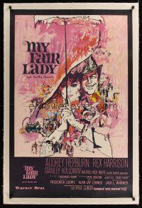 1g189 MY FAIR LADY linen Argentinean '64 classic art of Audrey Hepburn & Rex Harrison by Bob Peak!