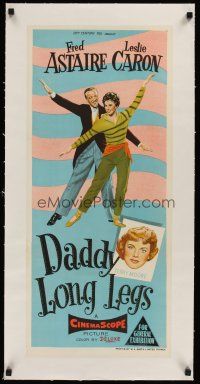 1g194 DADDY LONG LEGS linen Aust daybill '55 stone litho of Fred Astaire dancing with Leslie Caron!
