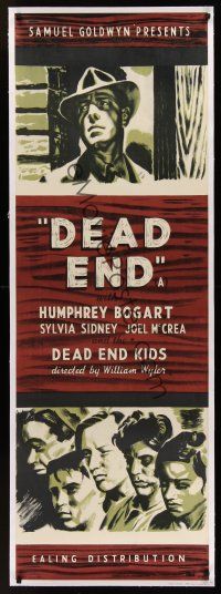 1g006 DEAD END linen English door panel R44 art of Humphrey Bogart & Dead End Kids by Cliford Rowe!