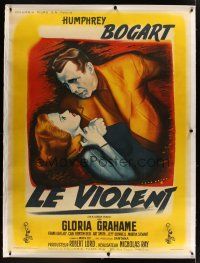 1g024 IN A LONELY PLACE linen French 1p '50 art of Humphrey Bogart & Gloria Grahame by Rene Peron!