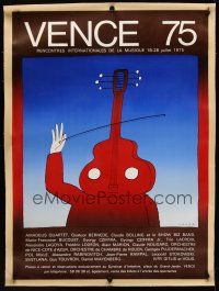 1g073 VENCE 75 linen French 34x47 concert poster '75 orchestra music, cool art by Jean Michel Folon!