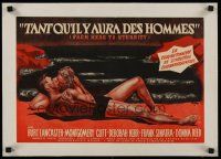 1g216 FROM HERE TO ETERNITY linen French 15x21 '53 art of Burt Lancaster & Deborah Kerr by Peron!