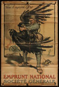 1g077 EMPRUNT NATIONAL SOCIETE GENERALE linen French WWI war poster '18 cool art by Marcel Falter!
