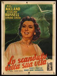 1g067 WOMAN OF DISTINCTION linen Italian 1p '51 Rosalind Russell, Milland, different Capitani art!