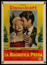 1g250 RIVER OF NO RETURN linen Italian photobusta '54 c/u of Rory Calhoun & sexy Marilyn Monroe!