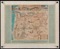 1g120 OREGON'S HISTORIC TRAILS linen special 18x23 map '45 design by Coliala Dowling!
