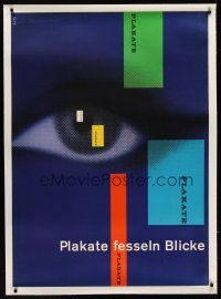 1g071 PLAKATE FESSELN BLICKE linen Swiss 33x46 poster '90s striking eyeball art by Richard Roth!