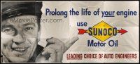 1h229 SUNOCO MOTOR OIL billboard advertising poster '43 prolong the life of your engine!
