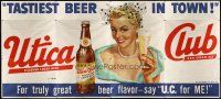 1h228 UTICA CLUB BEER billboard poster '49 Pilsener Lager & Cream Ale, tastiest beer in town!