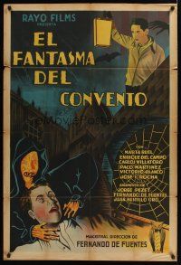 1h069 EL FANTASMA DEL CONVENTO Argentinean '34 cool art of the phantom of the convent attacking!