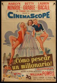 1h076 HOW TO MARRY A MILLIONAIRE Argentinean '53 sexy Marilyn Monroe, Betty Grable & Lauren Bacall!