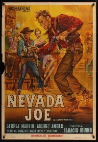 1h082 JOE DEXTER Argentinean '64 full-length art of cowboys in gunfight in saloon, Nevada Joe!