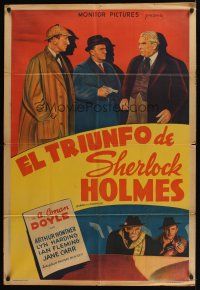 1h092 TRIUMPH OF SHERLOCK HOLMES Argentinean '40s art of Arthur Wontner as Sherlock Holmes!