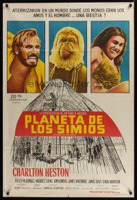 1h100 PLANET OF THE APES Argentinean '68 Charlton Heston, classic sci-fi, art of caged humans!