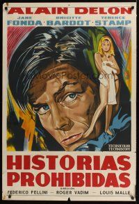 1h115 SPIRITS OF THE DEAD Argentinean '69 Federico Fellini, different art of Delon & Jane Fonda!