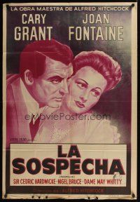 1h118 SUSPICION Argentinean R50s Alfred Hitchcock, close up art of Cary Grant & Joan Fontaine!