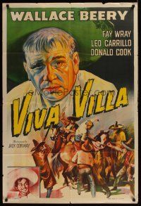 1h123 VIVA VILLA Argentinean '34 great different close up art of Wallace Beery as Pancho!