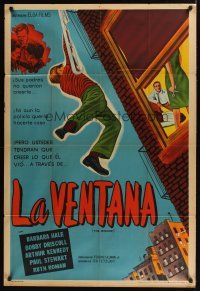 1h124 WINDOW Argentinean '49 completely different art of Bobby Driscoll hanging from fire escape!