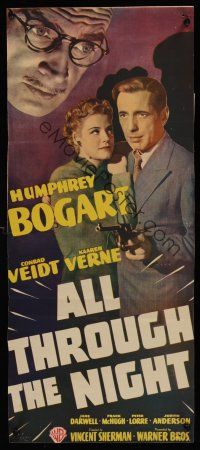 1h021 ALL THROUGH THE NIGHT Aust daybill '42 different image of Humphrey Bogart & Kaaren Verne!