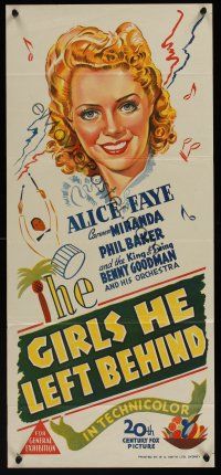 1h026 GANG'S ALL HERE Aust daybill '43 stone litho of Alice Faye, The Girls He Left Behind!