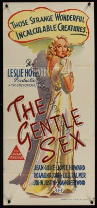 1h027 GENTLE SEX Aust daybill '43 full-length stone litho of sexy blonde, directed by Leslie Howard