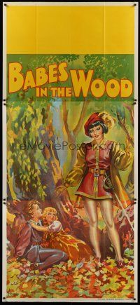 1h234 BABES IN THE WOOD stage play English 3sh '30s stone litho of female hero finding lost kids!