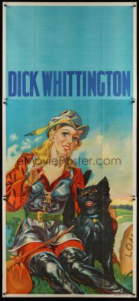 1h236 DICK WHITTINGTON stage play English 3sh '30s stone litho of sexy female lead & smiling cat!