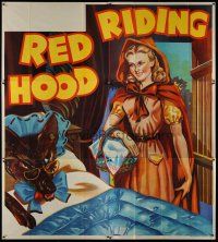 1h231 RED RIDING HOOD stage play English 6sh '30s stone litho of Red by wolf disguised in bed!