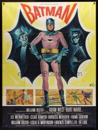 1h178 BATMAN French 1p '66 DC Comics, art of Adam West w/Penguin & Catwoman by Boris Grinsson!
